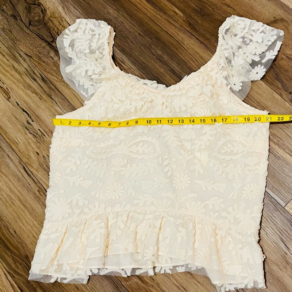 Anthropologie Lace Off-The-Shoulder Cream Blouse size XL - Picture 12 of 13